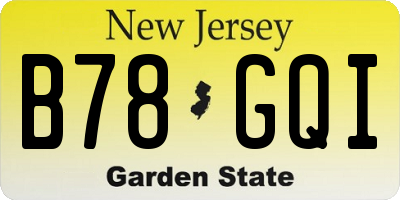 NJ license plate B78GQI