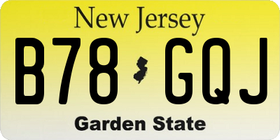 NJ license plate B78GQJ