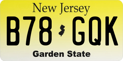 NJ license plate B78GQK