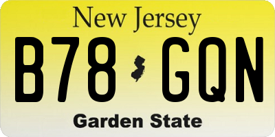 NJ license plate B78GQN
