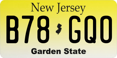 NJ license plate B78GQO
