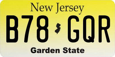 NJ license plate B78GQR