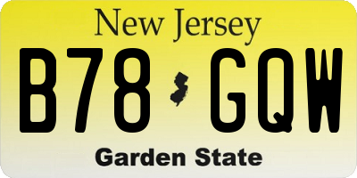 NJ license plate B78GQW