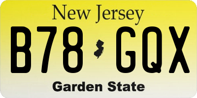 NJ license plate B78GQX