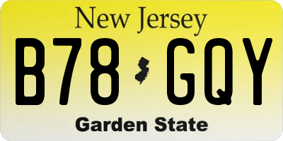 NJ license plate B78GQY