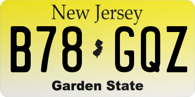 NJ license plate B78GQZ