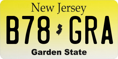 NJ license plate B78GRA