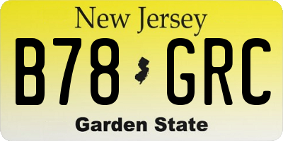 NJ license plate B78GRC