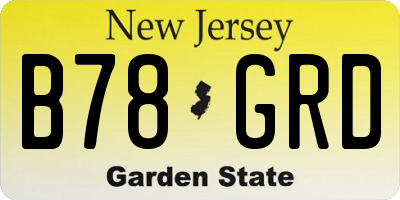 NJ license plate B78GRD