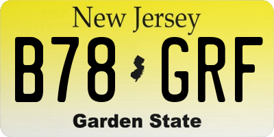 NJ license plate B78GRF