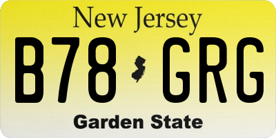 NJ license plate B78GRG