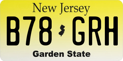 NJ license plate B78GRH