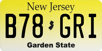 NJ license plate B78GRI