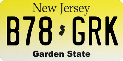 NJ license plate B78GRK