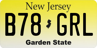 NJ license plate B78GRL