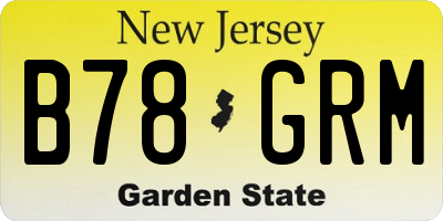 NJ license plate B78GRM