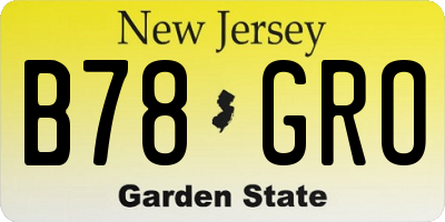 NJ license plate B78GRO