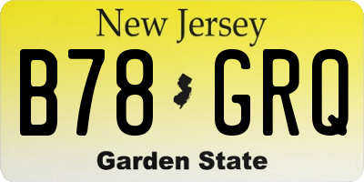 NJ license plate B78GRQ
