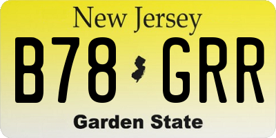 NJ license plate B78GRR
