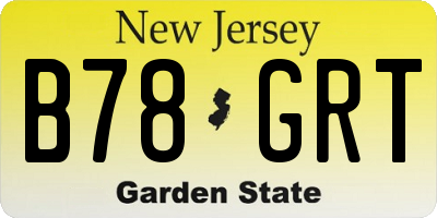 NJ license plate B78GRT