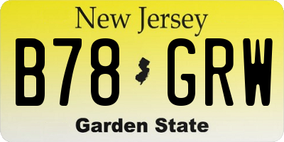 NJ license plate B78GRW