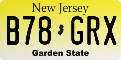 NJ license plate B78GRX
