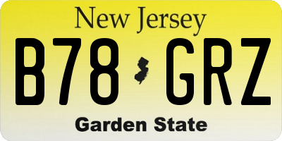 NJ license plate B78GRZ