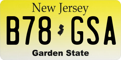 NJ license plate B78GSA