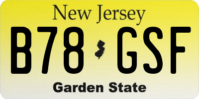 NJ license plate B78GSF