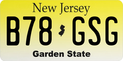 NJ license plate B78GSG