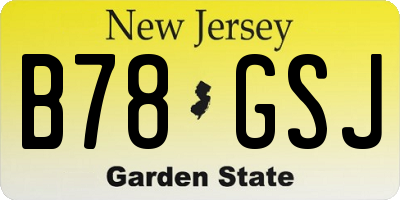 NJ license plate B78GSJ