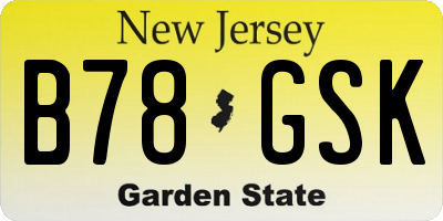 NJ license plate B78GSK