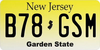 NJ license plate B78GSM