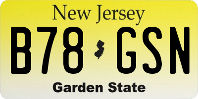 NJ license plate B78GSN