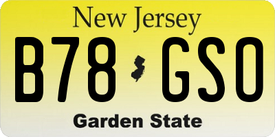 NJ license plate B78GSO