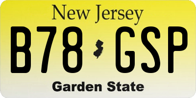 NJ license plate B78GSP