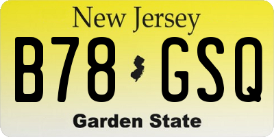 NJ license plate B78GSQ