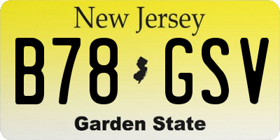 NJ license plate B78GSV