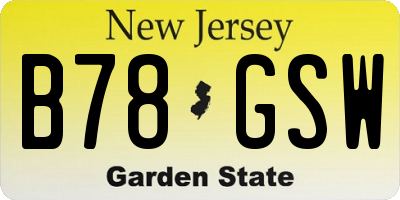 NJ license plate B78GSW