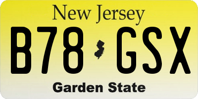 NJ license plate B78GSX
