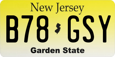 NJ license plate B78GSY