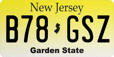 NJ license plate B78GSZ
