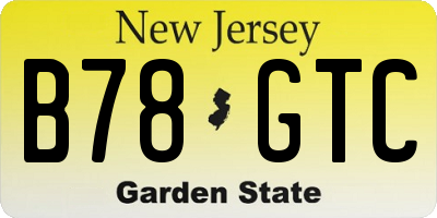 NJ license plate B78GTC