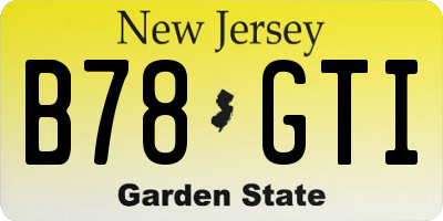 NJ license plate B78GTI