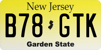NJ license plate B78GTK