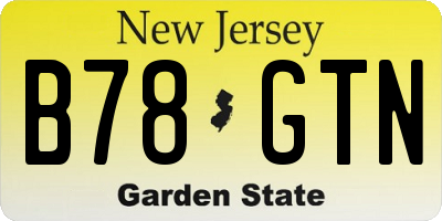 NJ license plate B78GTN