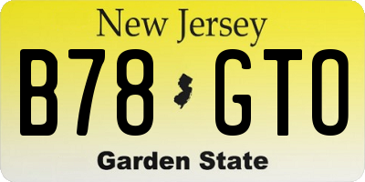 NJ license plate B78GTO