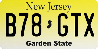 NJ license plate B78GTX