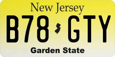 NJ license plate B78GTY