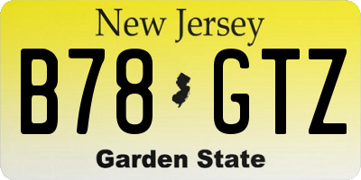 NJ license plate B78GTZ
